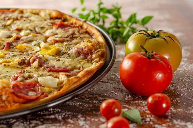 Garden Veggie pizza with colorful seasonal vegetables