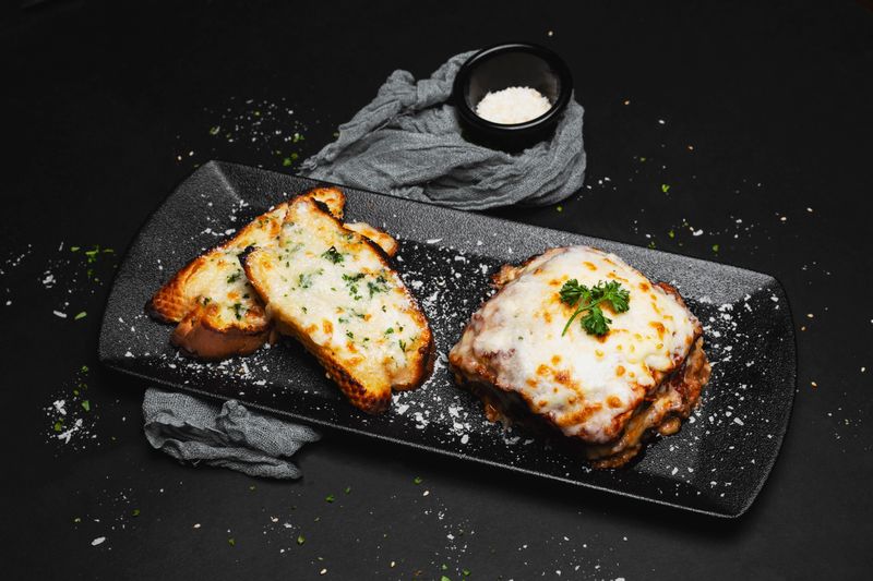 Garlic Cheese Bread with golden crispy top and melted cheese