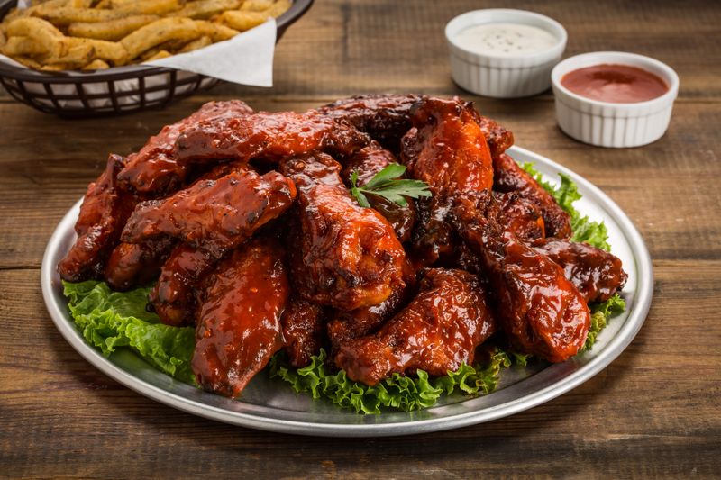 Buffalo Wings with crispy skin and tangy buffalo sauce