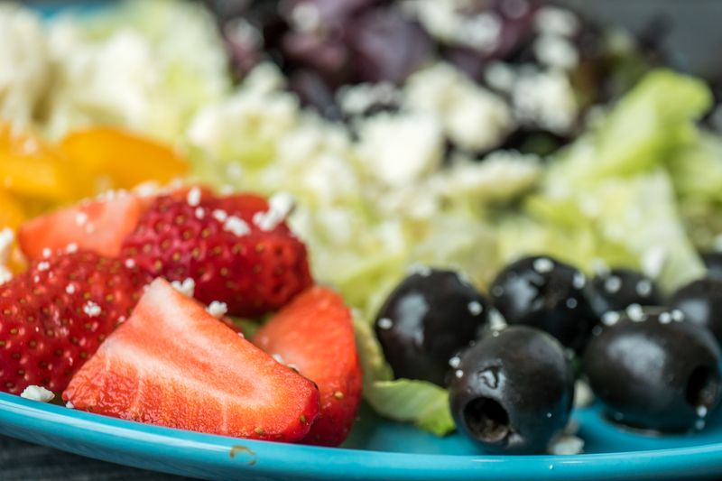 Mediterranean salad with feta, olives, cucumber and tomato